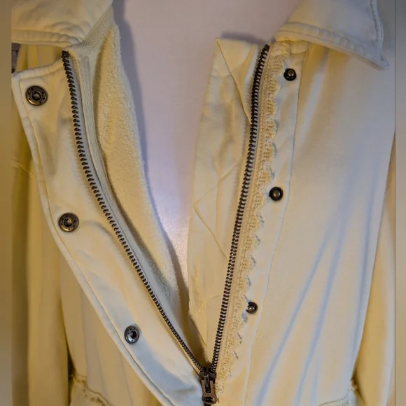 Free People We The Free Alexa Sweatshirt Jacket in Flan Yellow Boho Chic XL - Picture 4 of 16